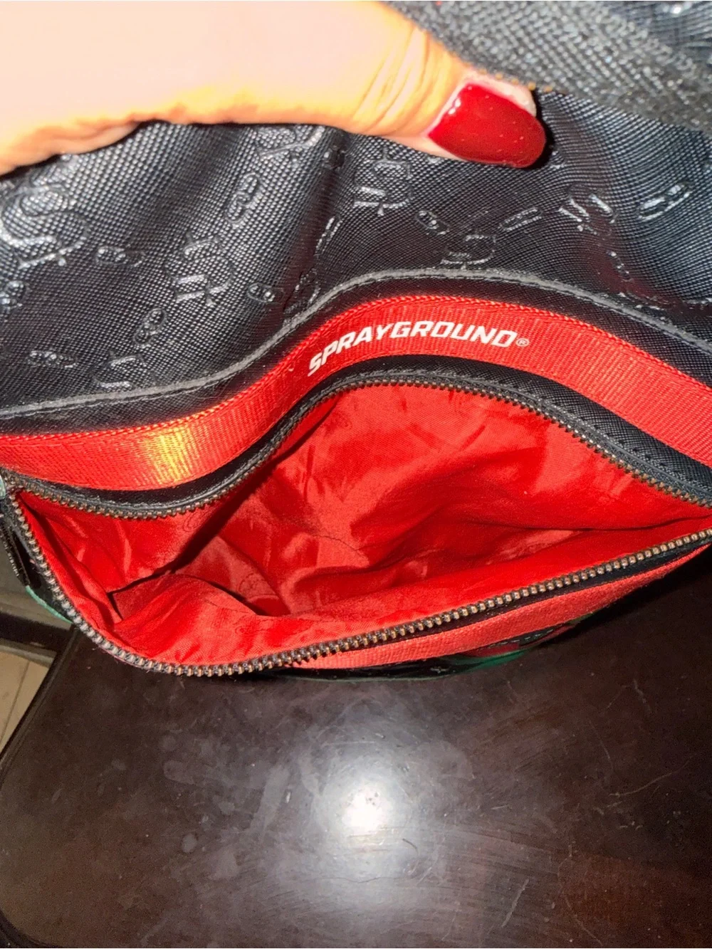 Sprayground Black Red & Green Shark Mouth Backpack